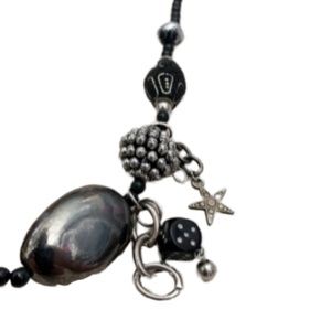 Charm Necklace With Silver & Black Charms!